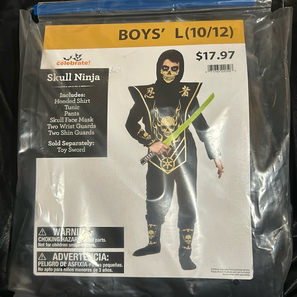 Skull Ninja Costume Boys L (10/12) (New)